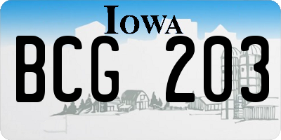 IA license plate BCG203