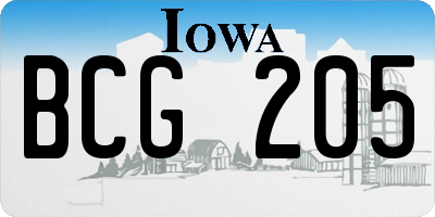 IA license plate BCG205