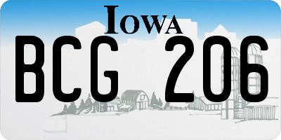 IA license plate BCG206