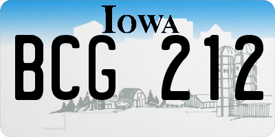 IA license plate BCG212