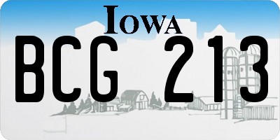 IA license plate BCG213