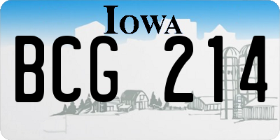 IA license plate BCG214