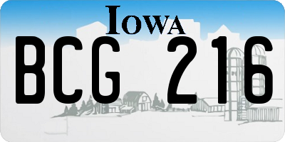 IA license plate BCG216