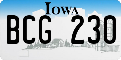 IA license plate BCG230