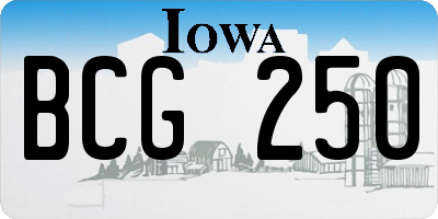 IA license plate BCG250