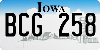 IA license plate BCG258