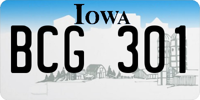 IA license plate BCG301