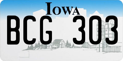 IA license plate BCG303