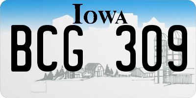 IA license plate BCG309
