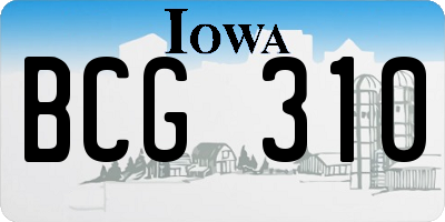 IA license plate BCG310