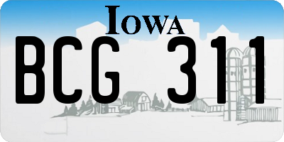 IA license plate BCG311