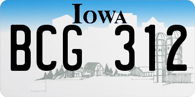 IA license plate BCG312