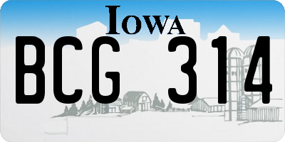 IA license plate BCG314