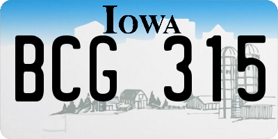 IA license plate BCG315