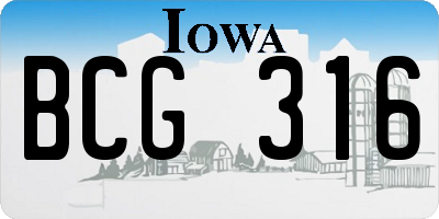 IA license plate BCG316