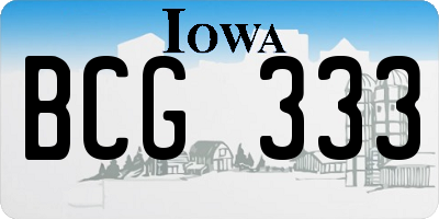 IA license plate BCG333