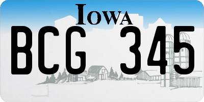 IA license plate BCG345