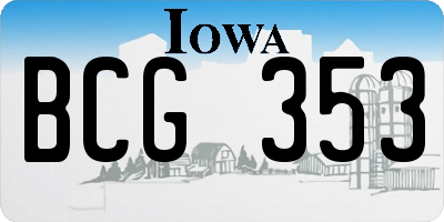 IA license plate BCG353