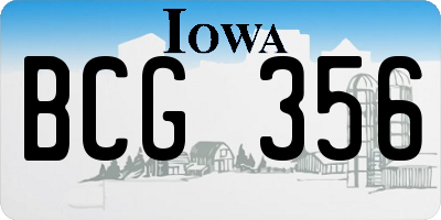 IA license plate BCG356