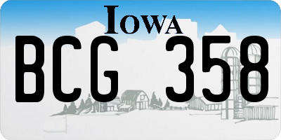IA license plate BCG358