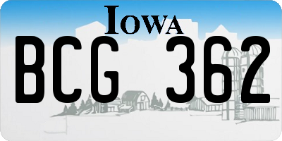 IA license plate BCG362