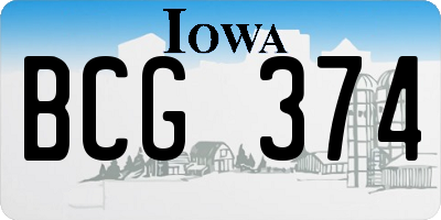 IA license plate BCG374