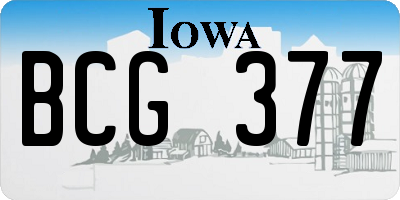 IA license plate BCG377