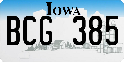 IA license plate BCG385