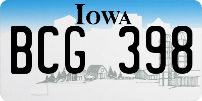 IA license plate BCG398