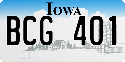 IA license plate BCG401