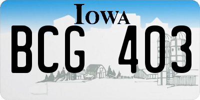 IA license plate BCG403