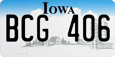 IA license plate BCG406