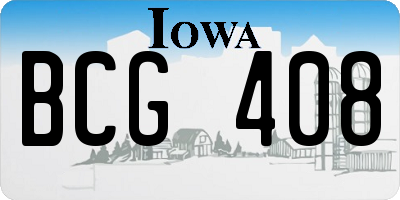 IA license plate BCG408