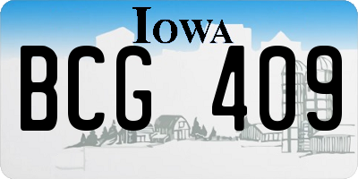 IA license plate BCG409