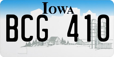 IA license plate BCG410