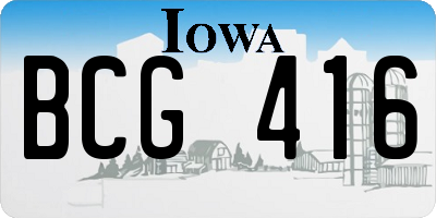 IA license plate BCG416
