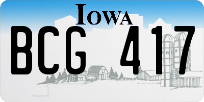 IA license plate BCG417