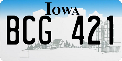 IA license plate BCG421