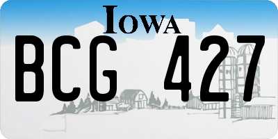 IA license plate BCG427