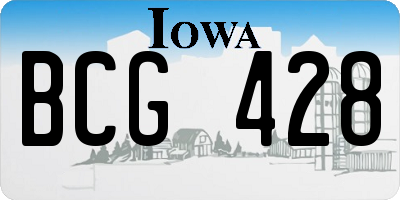 IA license plate BCG428