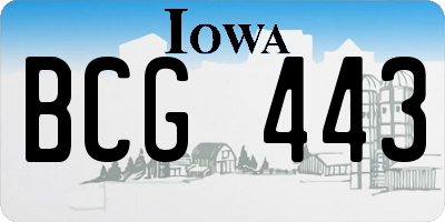 IA license plate BCG443