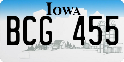IA license plate BCG455