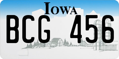 IA license plate BCG456