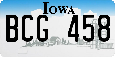 IA license plate BCG458