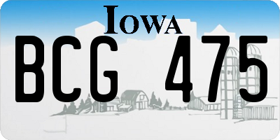 IA license plate BCG475
