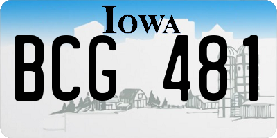 IA license plate BCG481