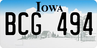 IA license plate BCG494