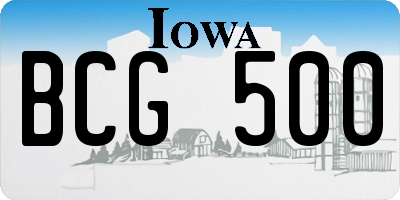 IA license plate BCG500