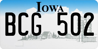 IA license plate BCG502