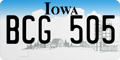 IA license plate BCG505
